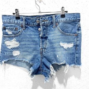 Aeropostale BOYFRIEND Blue Distressed Jean‎ Shorts 6R